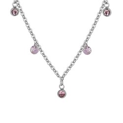 Collana Donna Luca Barra CK1981 In Acciaio Con Cristalli Rosa