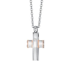 Collana Uomo Luca Barra CA510 IN Acciaio Con Croce E Zircone