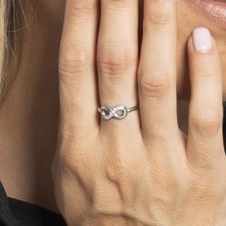 Anello Donna Luca Barra ANK622 In Acciaio Con Infinito E Zirconi