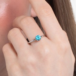 Anello Donna Luca Barra ANK600 Solitario In acciaio Con Zircone Celeste