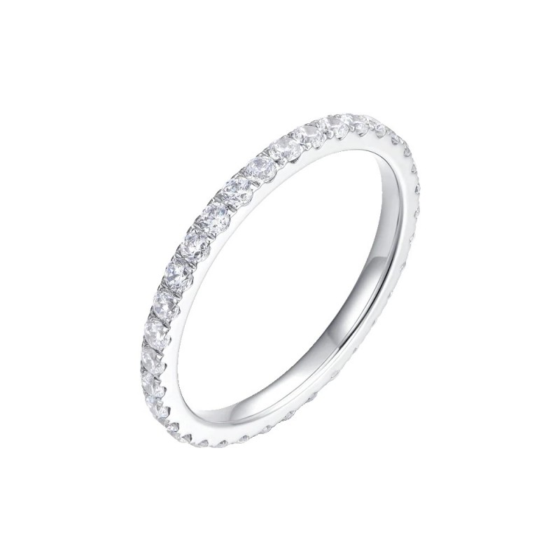 Anello Donna Luca Barra ANK573 Veretta In Acciaio Con Zirconi Misura 16
