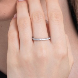 Anello Donna Luca Barra ANK573 Veretta In Acciaio Con Zirconi Misura 16