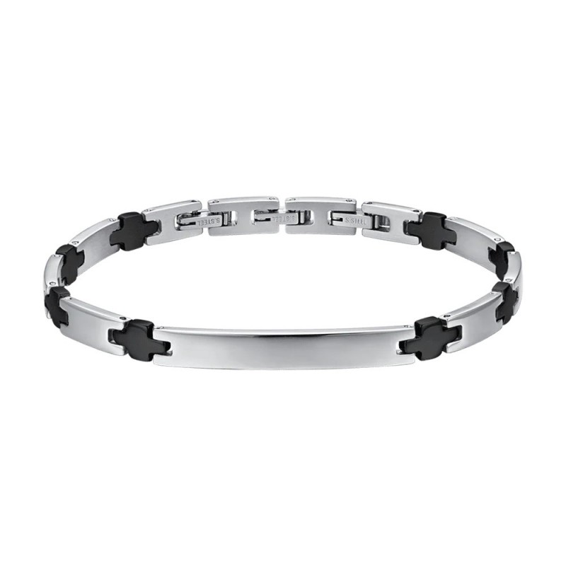 Bracciale Uomo Luca Barra BA1653 In Acciaio Con Particolari Neri