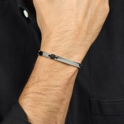 Bracciale Uomo Luca Barra BA1653 In Acciaio Con Particolari Neri