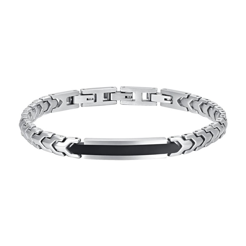 Bracciale Uomo Luca Barra BA1758 In Acciaio Con Centrale IP Nero