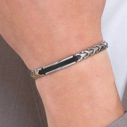 Bracciale Uomo Luca Barra BA1758 In Acciaio Con Centrale IP Nero