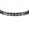 Bracciale Uomo Luca Barra BA1674 In Acciaio E Ceramica Con Cristalli Neri