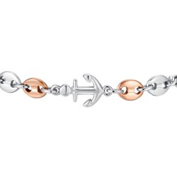 Bracciale Uomo Luca Barra BA1877 In Acciaio Con Ancora E Particolari Rosé