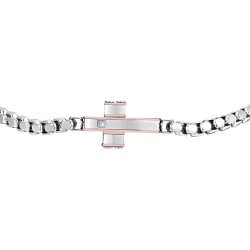 Bracciale Uomo Luca Barra BA1788 In Acciaio Con Croce E Zircone