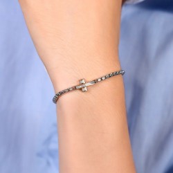 Bracciale Uomo Luca Barra BA1788 In Acciaio Con Croce E Zircone