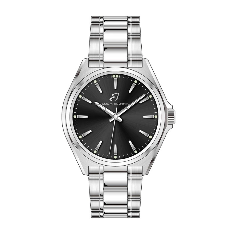 Orologio Uomo Luca Barra BU144 Solo Tempo In Acciaio Con Quadrante Nero