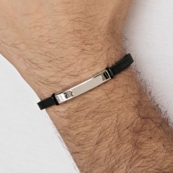 Bracciale Uomo Luca Barra BA1090 In Caucciù Con Piastra Acciaio