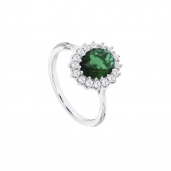Anello Donna Lotus Silver LP3459-3/316 In Argento Con Cristallo Verde E Zirconi