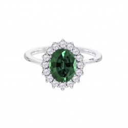 Anello Donna Lotus Silver LP3459-3/316 In Argento Con Cristallo Verde E Zirconi