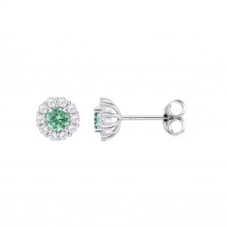 Orecchini Donna Lotus Silver LP1290-4/6 In Argento A Bottone Con Pietra Verde