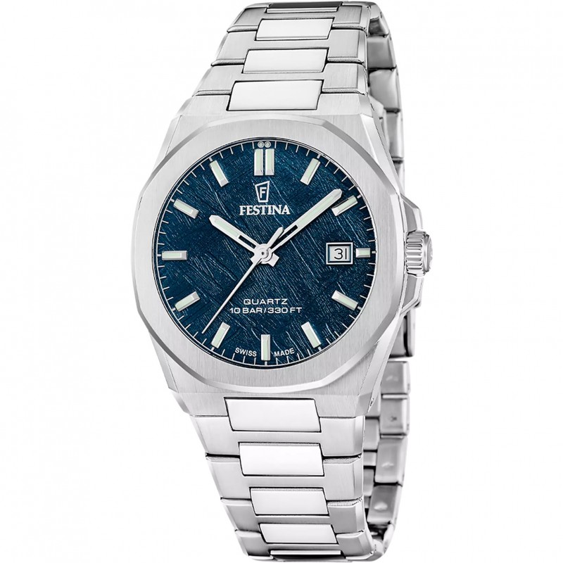 Orologio Uomo Festina F20100/4 Classic Steel SWISS MADE Con Quadrante Blu