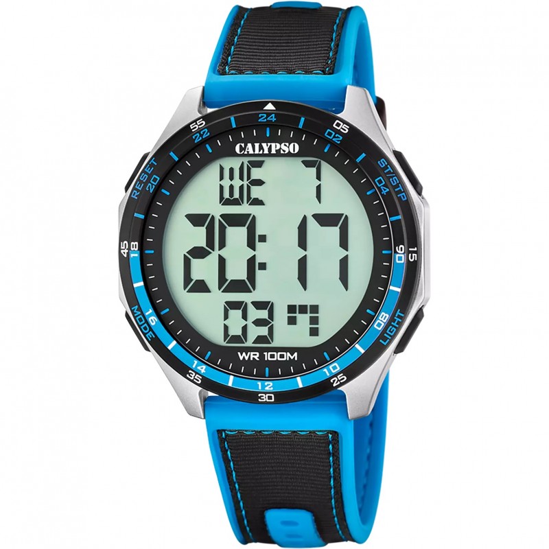Orologio Uomo Calypso K5887/3 Digitale Con Cinturino Nero E Turchese