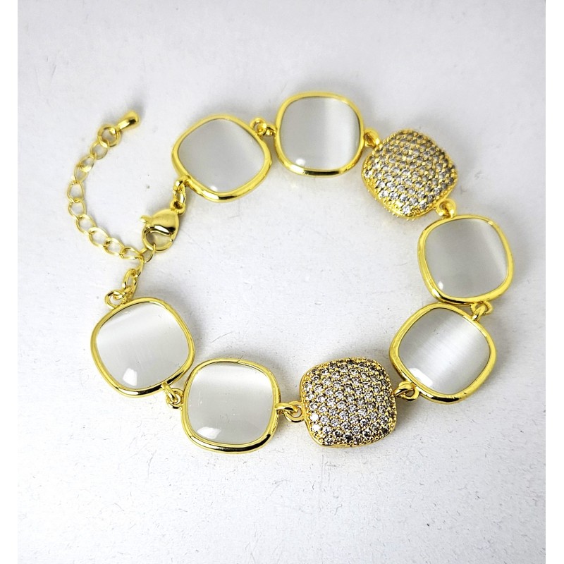 Bracciale Donna Sovrani J13226 In Bronzo Dorato Con Pietre Grigie