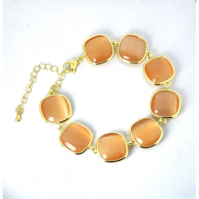 Bracciale Donna Sovrani J13211 In Bronzo Dorato Con Pietre Arancioni