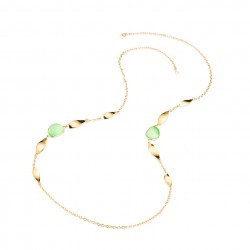 Collana Donna Lunga Sovrani J12365 In Bronzo Dorato Con Pietre Verdi