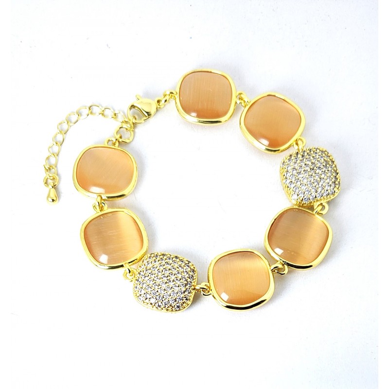 Bracciale Donna Sovrani J13212 In Bronzo Dorato Con Pietre Arancioni