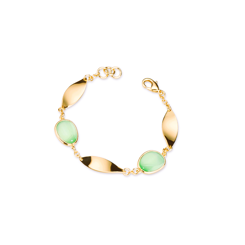 Bracciale Donna Sovrani J12366 In Bronzo Dorato Con Pietre Verdi