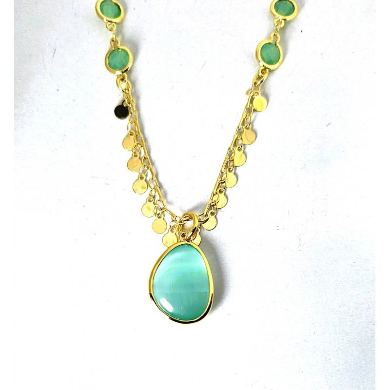 Collana Donna Sovrani J11511 In Bronzo Dorato Con Pietre Verdi