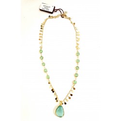 Collana Donna Sovrani J11511 In Bronzo Dorato Con Pietre Verdi