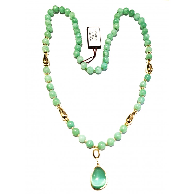 Collana Donna Sovrani J12892 In Bronzo Dorato Con Pietre Verdi
