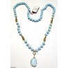 Collana Donna Lunga Sovrani J12898 In Bronzo Dorato Con Pietre Turchesi