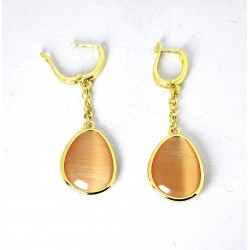 Orecchini Donna Pendenti Sovrani J13214 In Bronzo Dorato Con Pietra Arancione