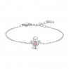 Bracciale Bambina Luca Barra JB276 In Acciaio Con Angelo E Pietra Rosa