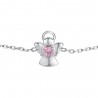 Bracciale Bambina Luca Barra JB276 In Acciaio Con Angelo E Pietra Rosa