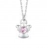 Collana Bambina Luca Barra JC178 In Acciaio Con Angelo E Cristallo Rosa