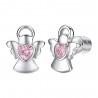 Orecchini Bambina Luca Barra JO140 In Acciaio Angelo Con Cristallo Rosa