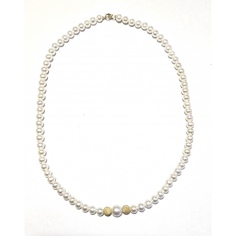 Collana Donna MIKIKO MC1555O1FCBI055 In Perle Con Sfere Oro Giallo