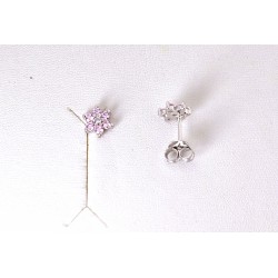Orecchini Donna Lotus Silver LP3955-4/2 In Argento A Fiore Con Zirconi Rosa