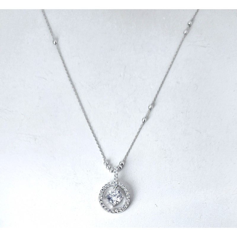 Collana Donna Lotus Silver LP3965-1/1 In Argento Con Pendente Cerchio Con Zirconi