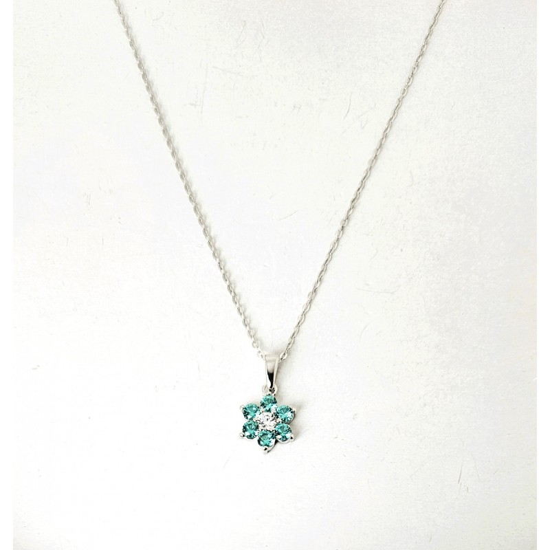 Collana Donna Lotus Silver LP3955-1/3 In Argento Con Fiore E Zirconi Verdi