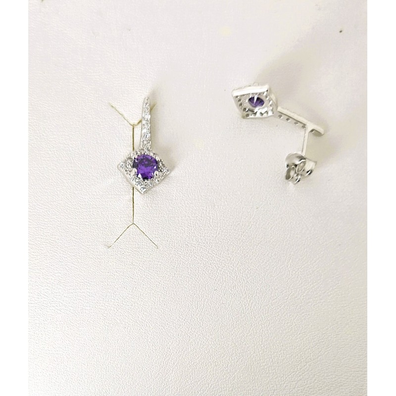 Orecchini Donna Lotus Silver LP3958-4/1 In Argento Con Zircone Viola