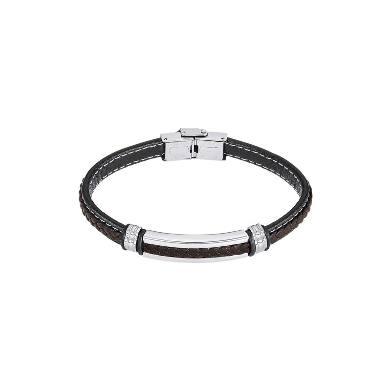 Bracciale Uomo Lotus Style LS2638/2/3 In Acciaio E Cuoio Nero E Marrone