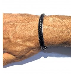 Bracciale Uomo Lotus Style LS2626/2/2 Rigido In Acciaio E Cuoio Nero