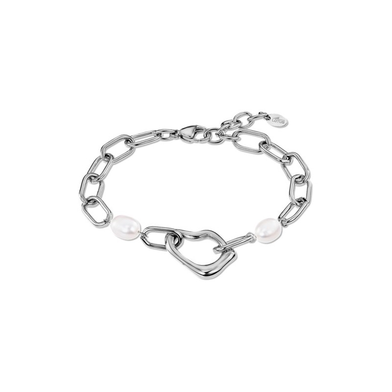 Bracciale Donna Lotus Style LS2731/2/1 In Acciaio A Catena Con Perle Bianche