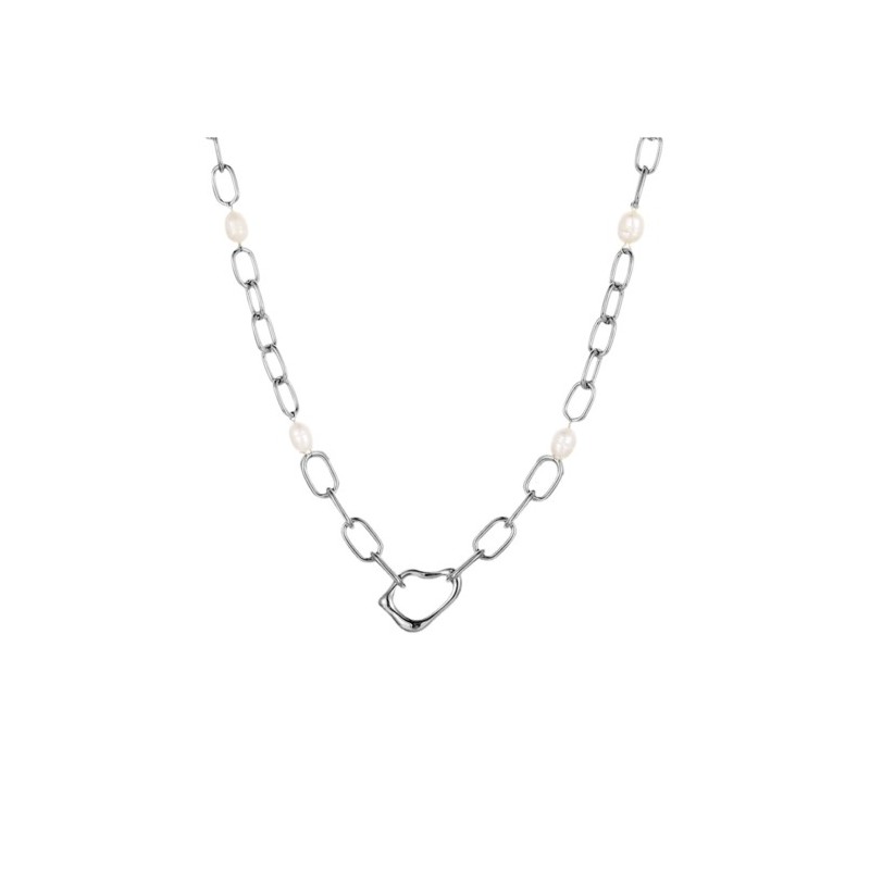 Collana Donna Lotus Style LS2731/1/1 In Acciaio A Catena Con Perle Bianche
