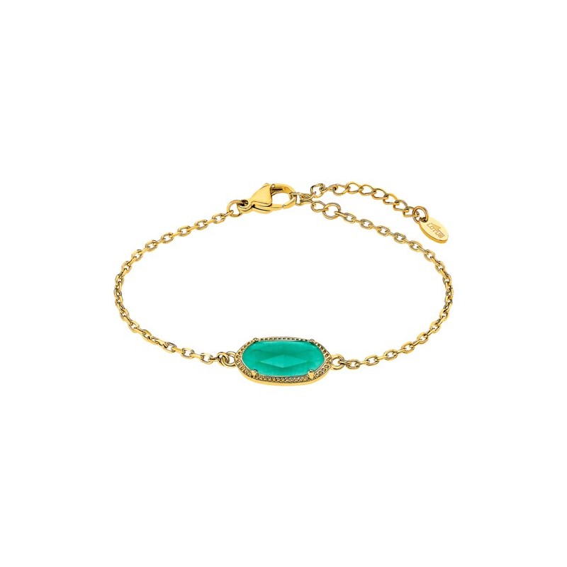 Bracciale Donna Lotus Style LS2820/2/2 In Acciaio Dorato Con Pietra Verde
