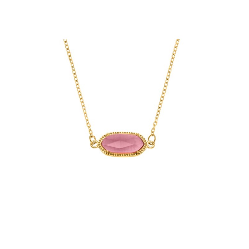 Collana Donna Lotus Style LS2820/1/1 In Acciaio Dorato Con Pietra Rosa