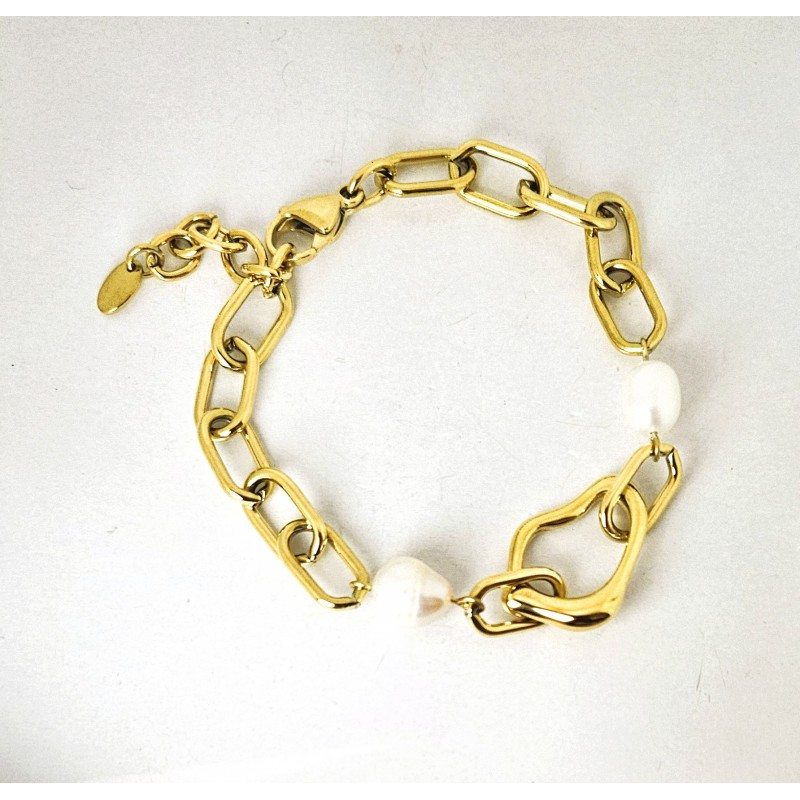 Bracciale Donna Lotus Style LS2731/2/2 In Acciaio Dorato A Catena Con Perle