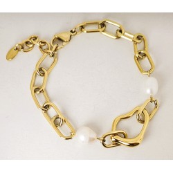 Bracciale Donna Lotus Style LS2731/2/2 In Acciaio Dorato A Catena Con Perle