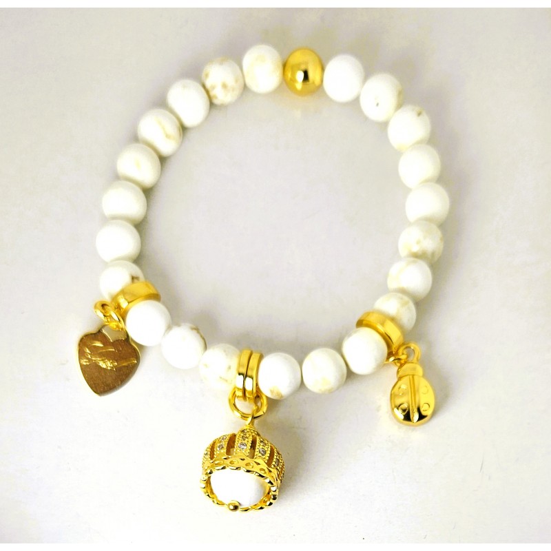 Bracciale Donna Gisel G-KABR000 BI Elastico Con Pietre Bianche E Campanella
