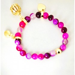 Bracciale Donna Gisel G-KABR000 R Elastico Con Pietre Rosa Fucsia E Campanella